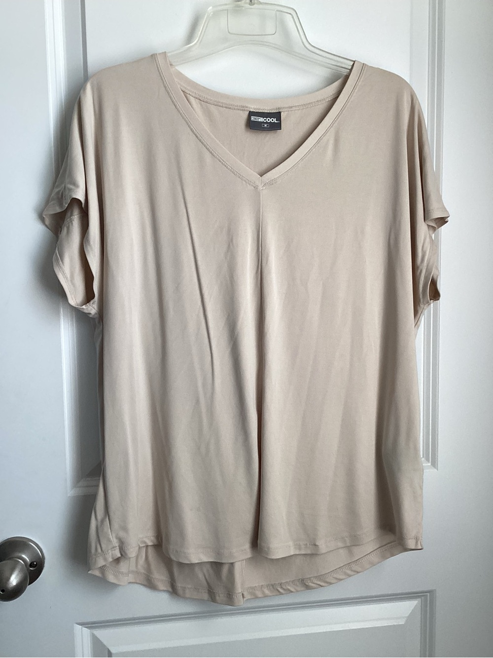 32 Degrees Cool Women's V-Neck Short Sleeve Tee in Light Beige